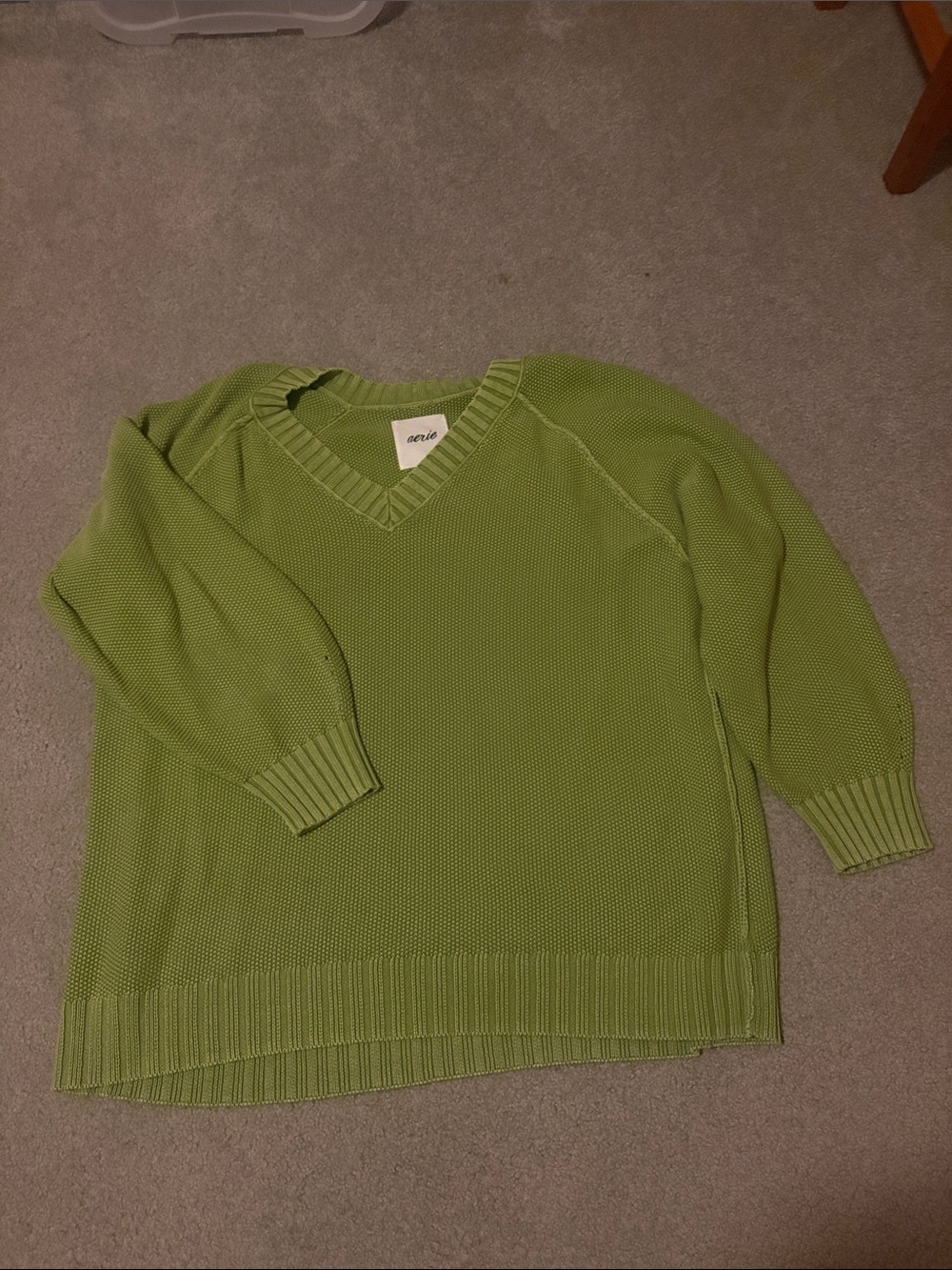 Aerie Cotton Knit Sweater Green XL Like New